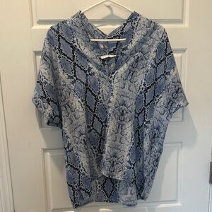 Karlie Blue and White Patterned Blouse